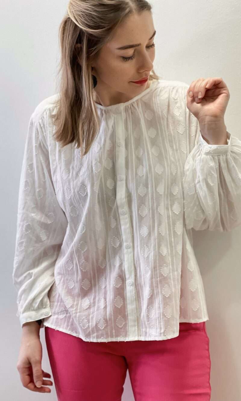 blouse en coton pour femme à col rond manches larges