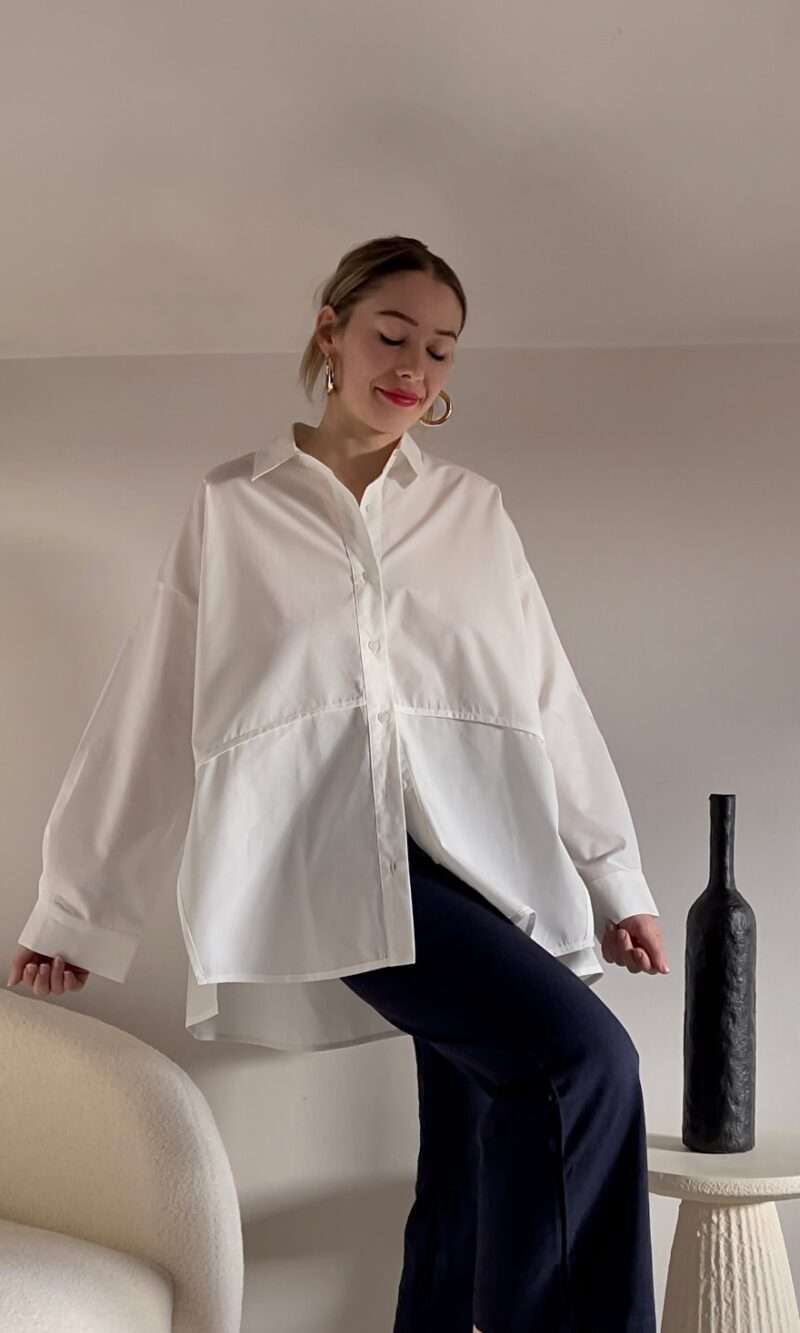 chemise oversize blanche col polo ralph 100% coton