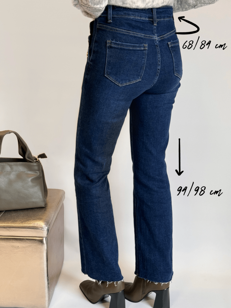 jean mom bleu foncé femme