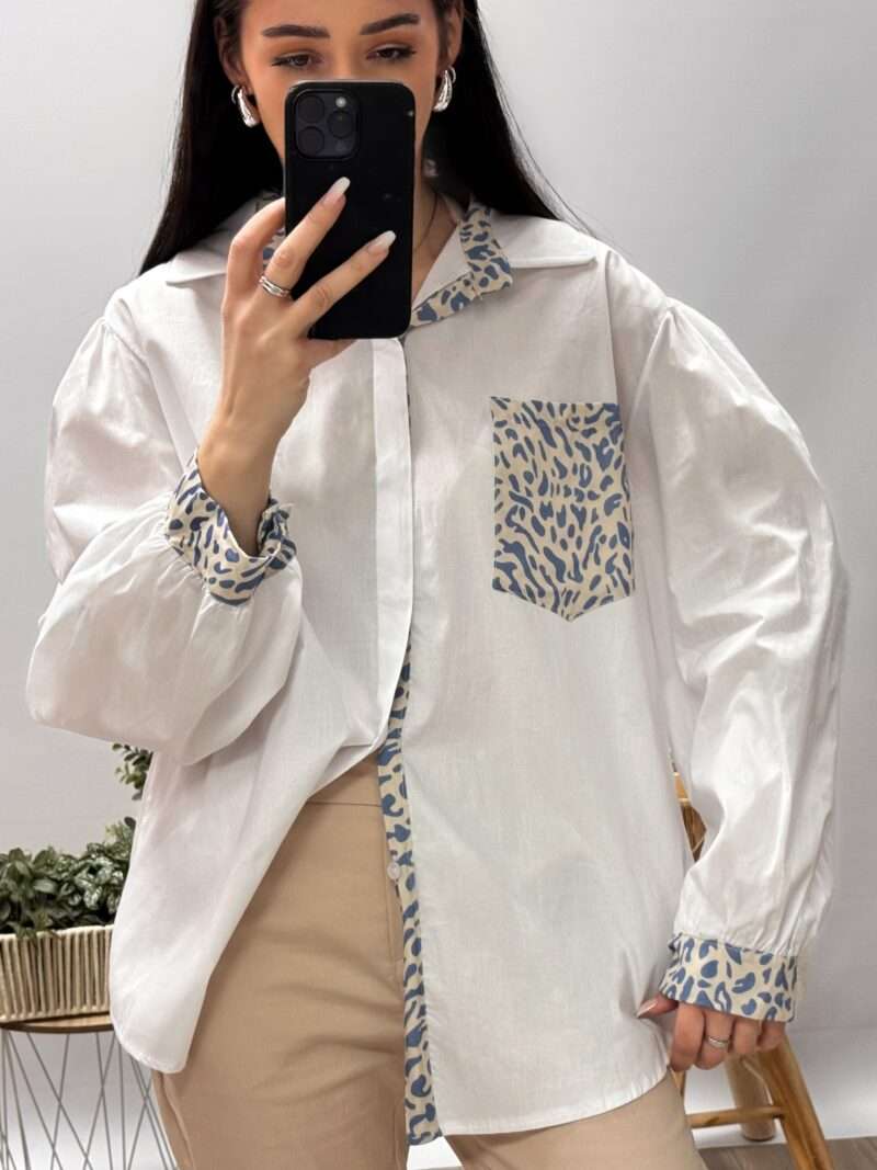 Chemise blanche motif léopard – Image 2