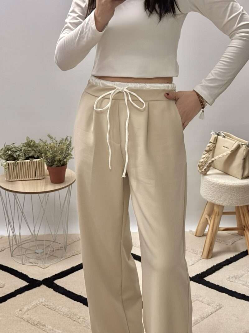 Pantalon beige à double taille – Image 4