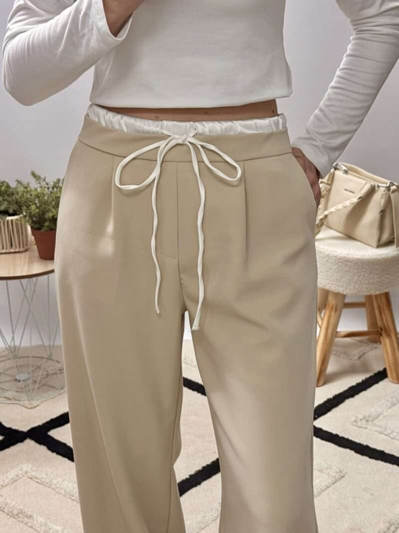 Pantalon beige à double taille – Image 2