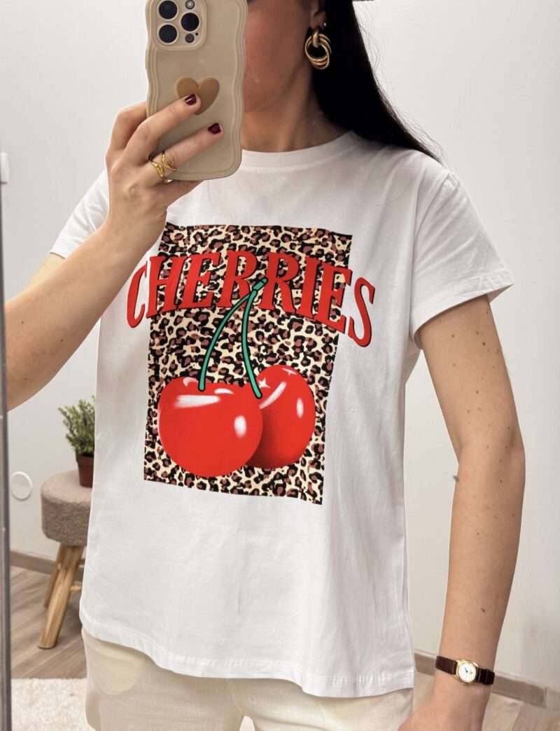 t-shirt cerises et léopard – Image 4