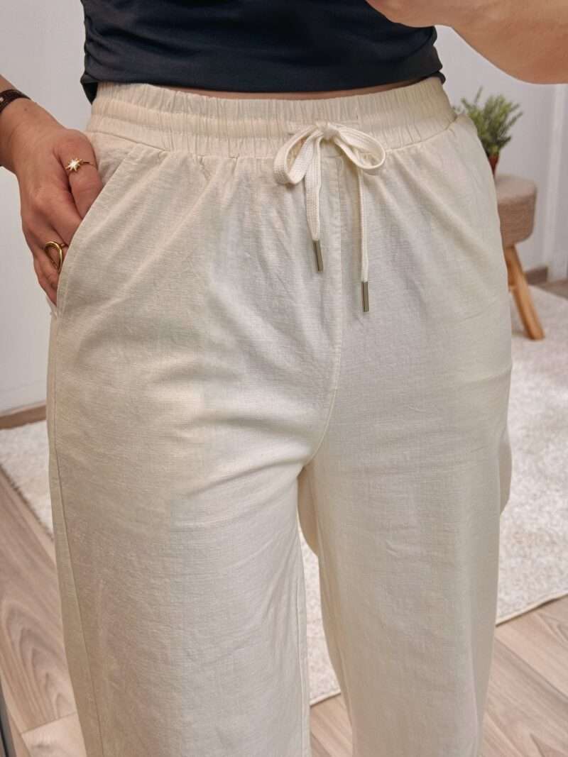 pantalon en coton beige