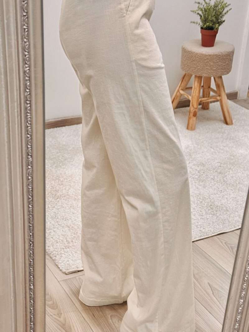 pantalon en coton beige – Image 3