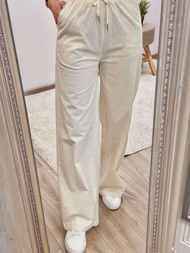 pantalon en coton beige – Image 2