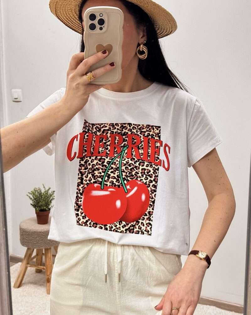 t-shirt cerises et léopard – Image 3