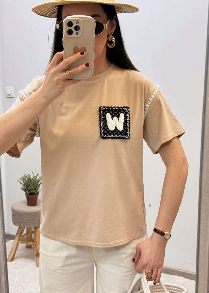 t-shirt crochet beige – Image 3