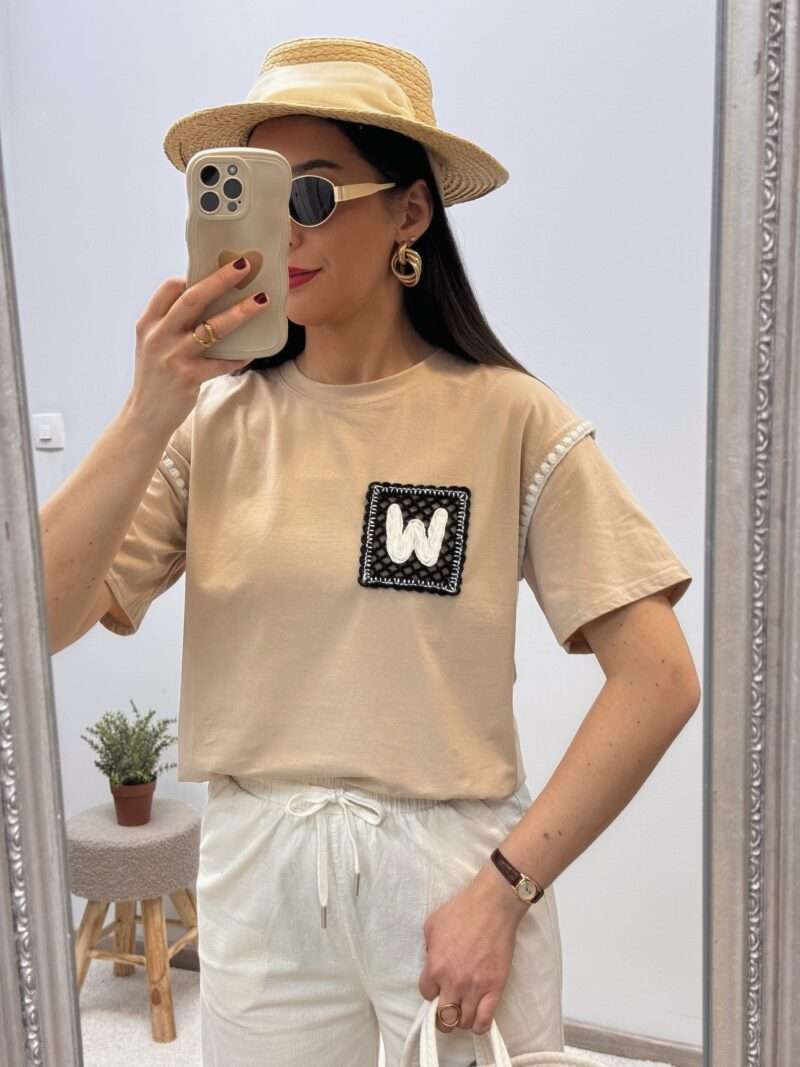 t-shirt crochet beige – Image 4