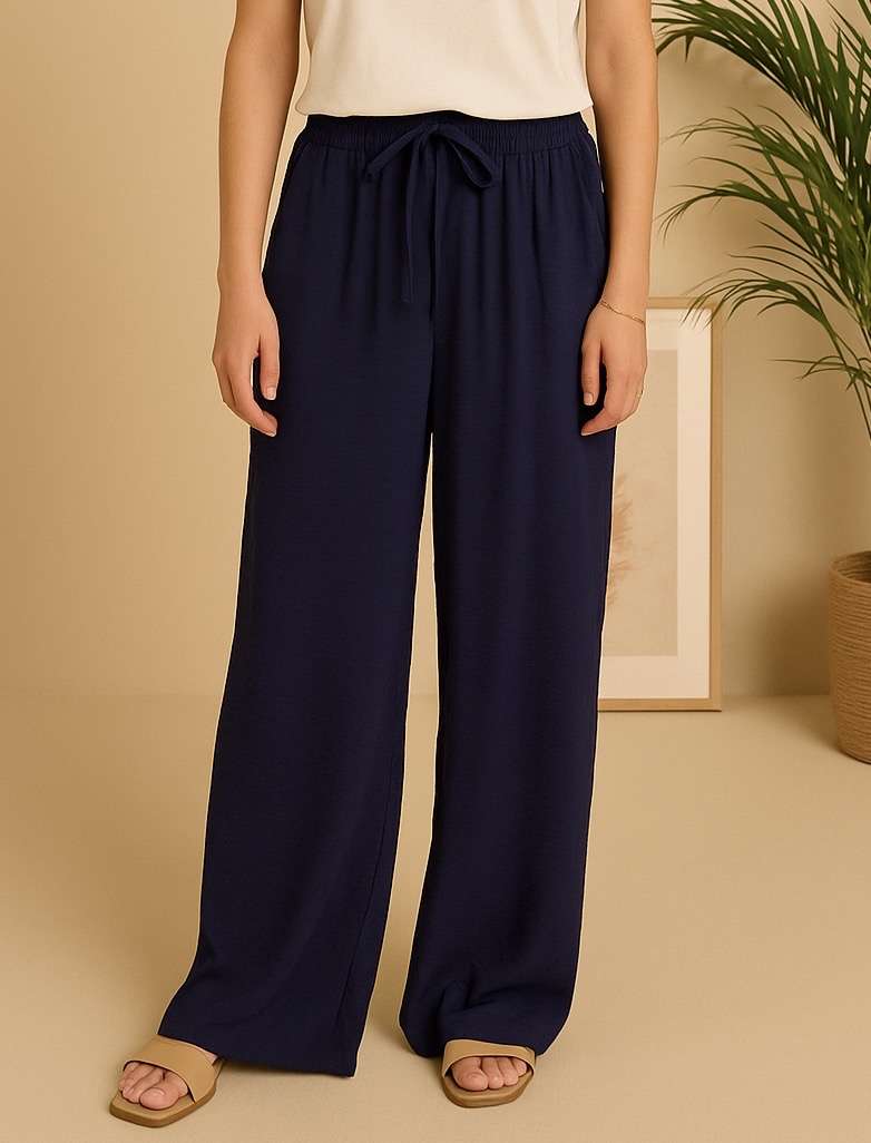 Pantalon large et fluide bleu