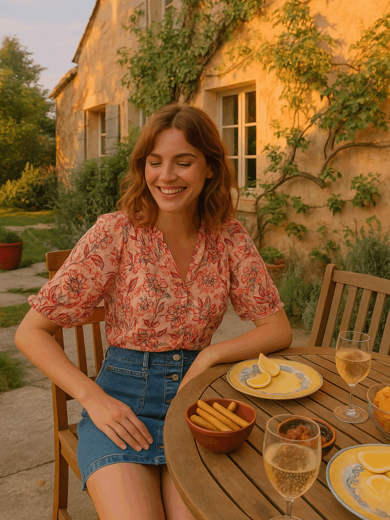 blouse imprimée, motif fleuri, matière légère, collection vacances en italie