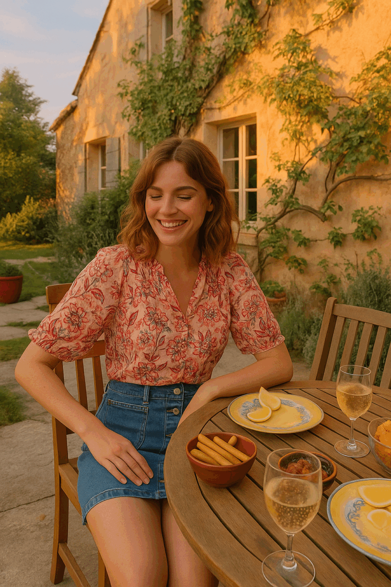 blouse imprimée, motif fleuri, matière légère, collection vacances en italie
