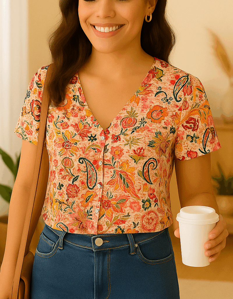 blouse imprimée c'est beau la vie