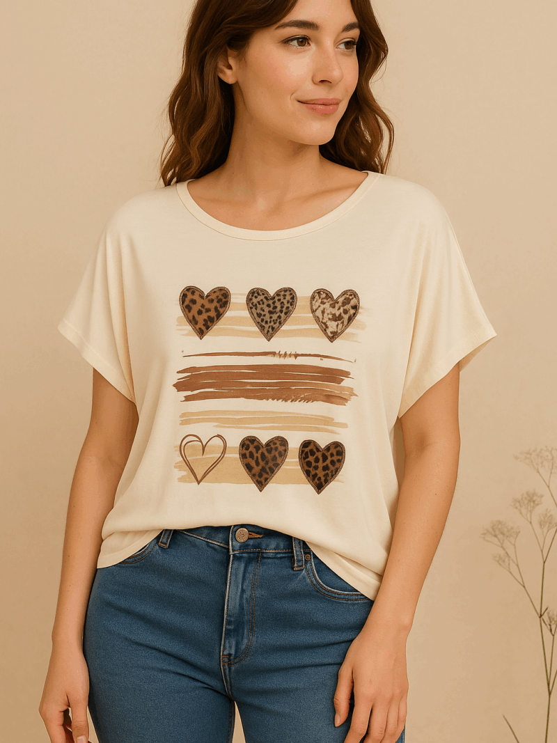 T-shirt large léopard beige