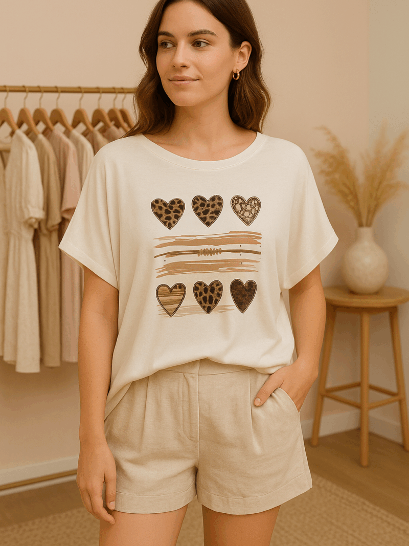 t-shirt large léopard blanc