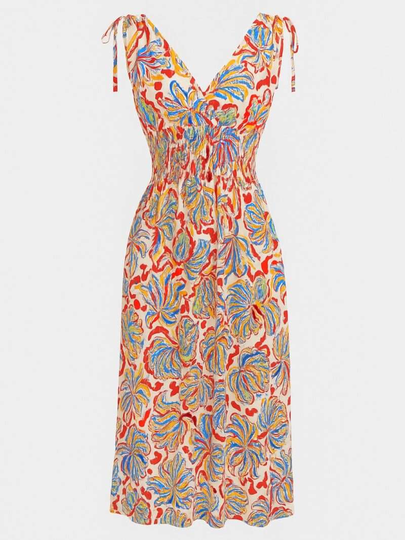 robe longue fleurie sans manches