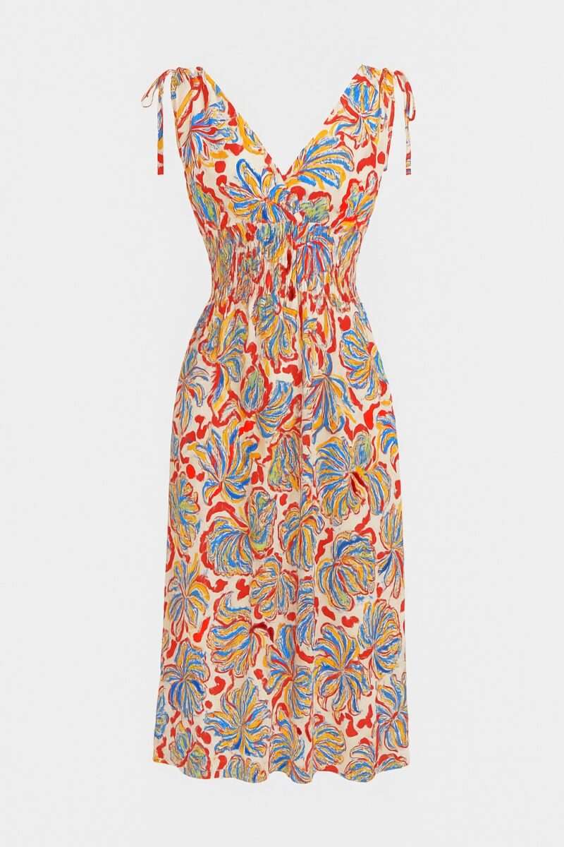 robe longue fleurie sans manches