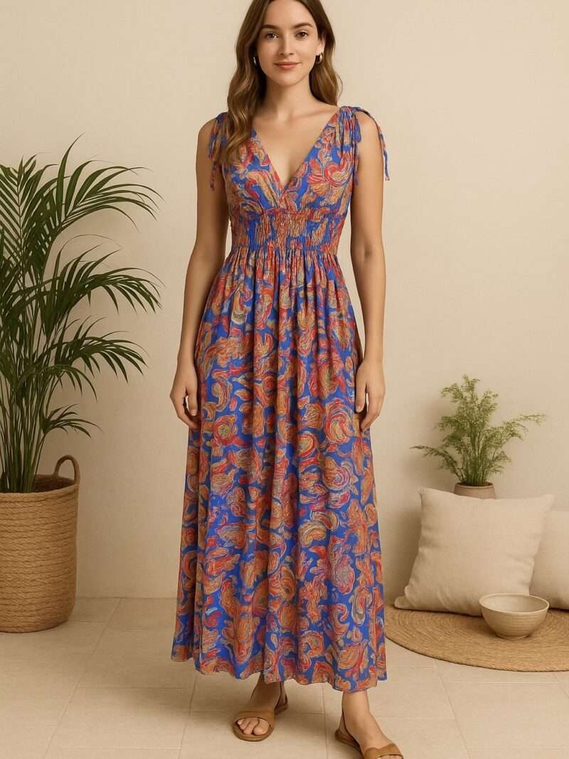 robe longue fleurie sans manches