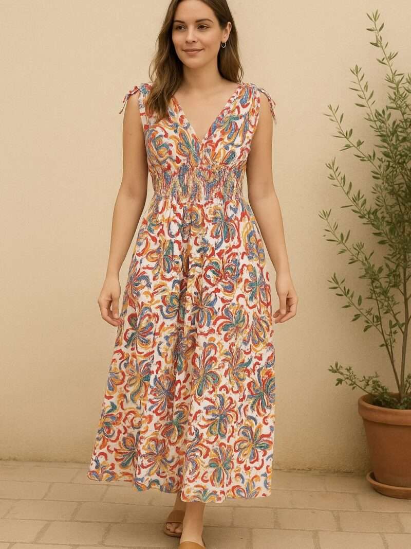 robe longue fleurie sans manches