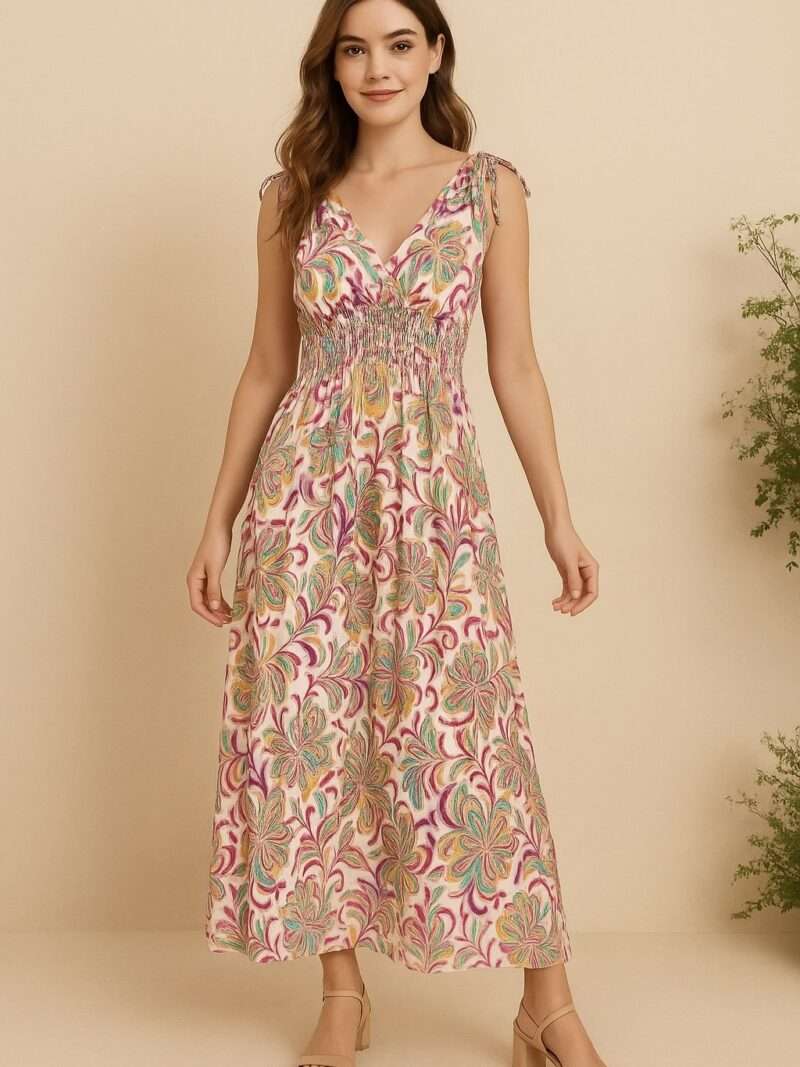 robe longue fleurie sans manches