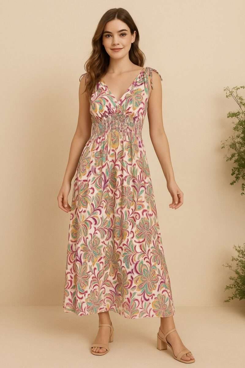 robe longue fleurie sans manches