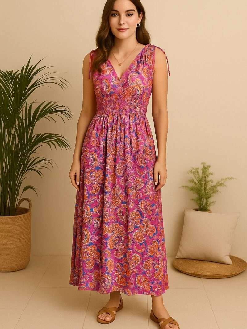 robe longue fleurie sans manches