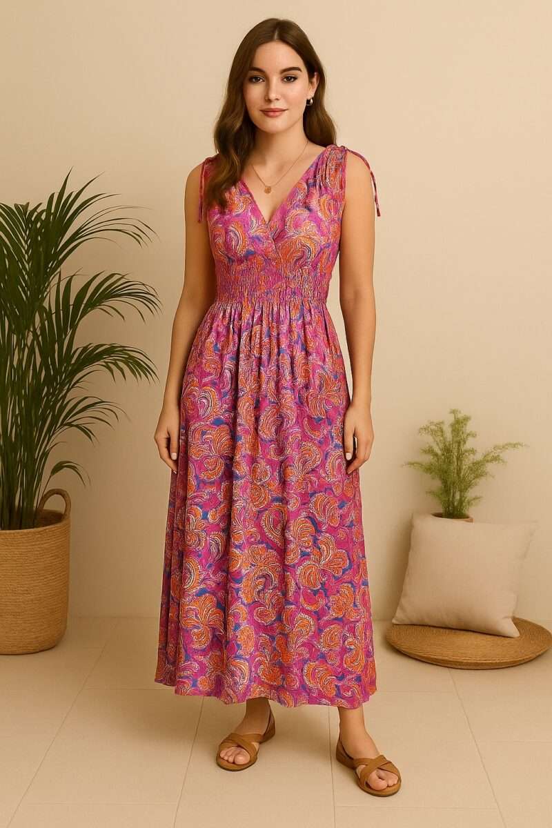 robe longue fleurie sans manches