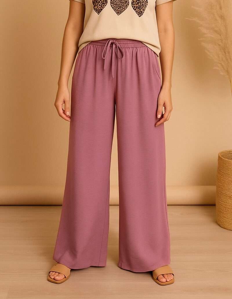 pantalon large et fluide rose