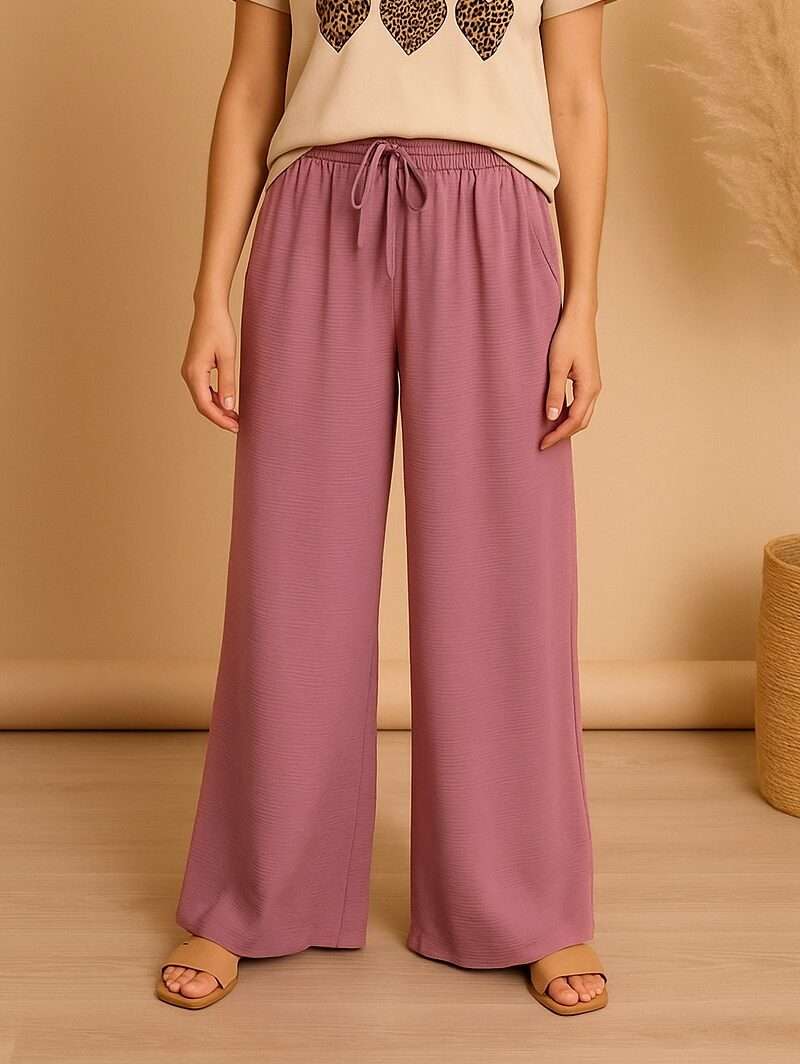 pantalon large et fluide rose