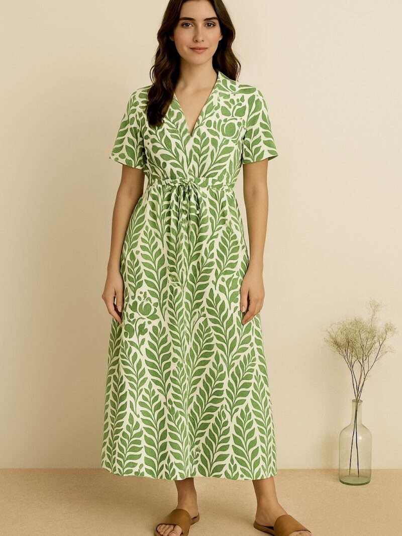 robe longue grande taille imprimé fleuri vert