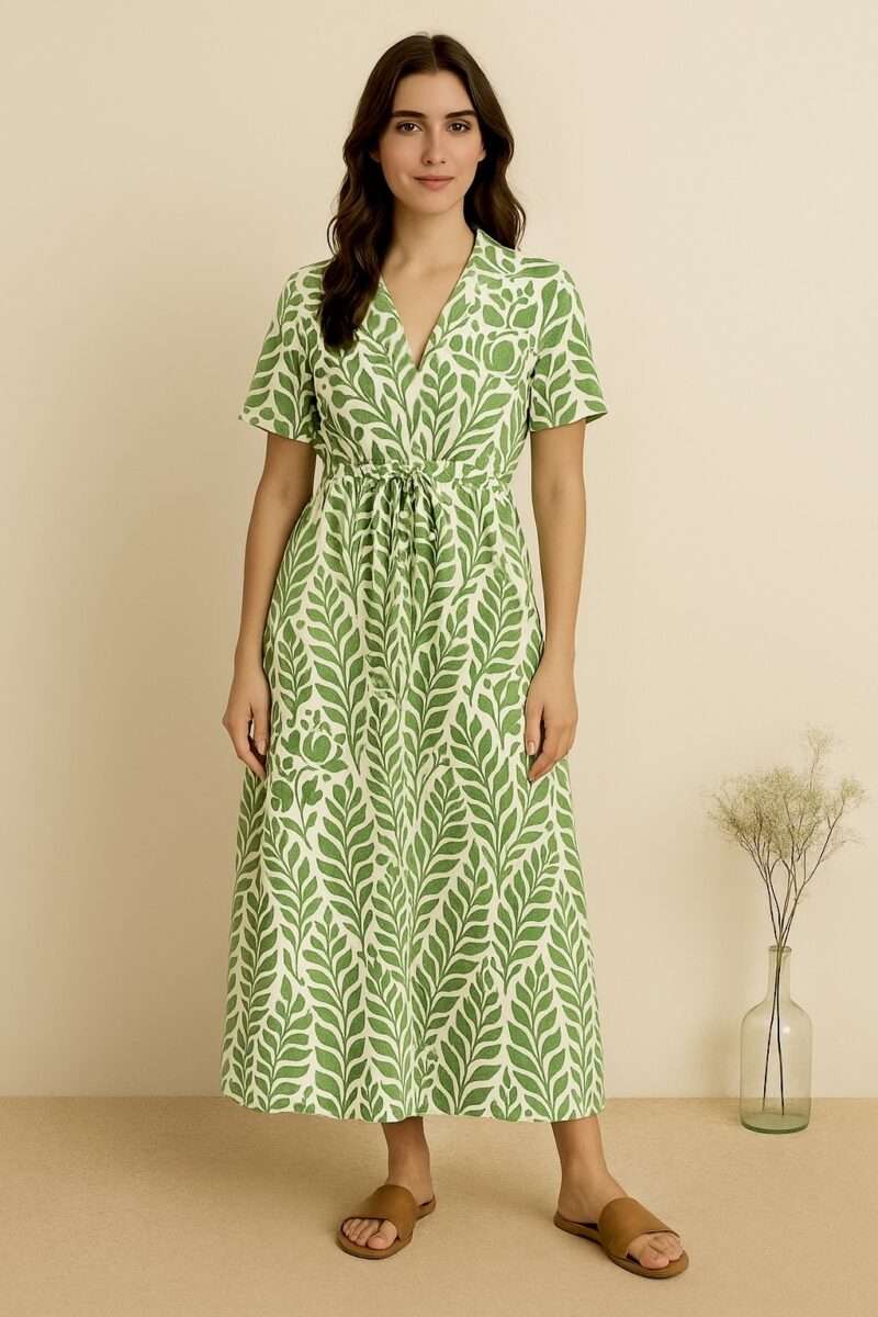 robe longue grande taille imprimé fleuri vert