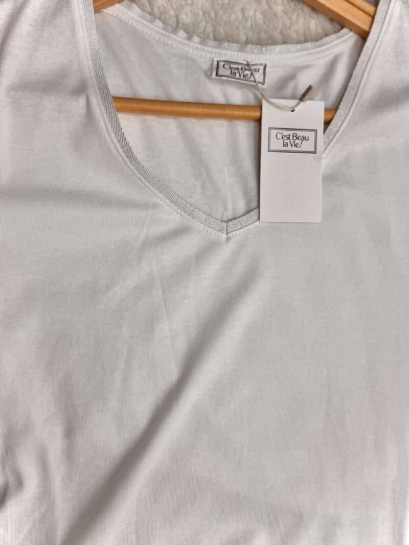 t-shirt blanc femme marque c'est beau la vie tee shirt en coton col v