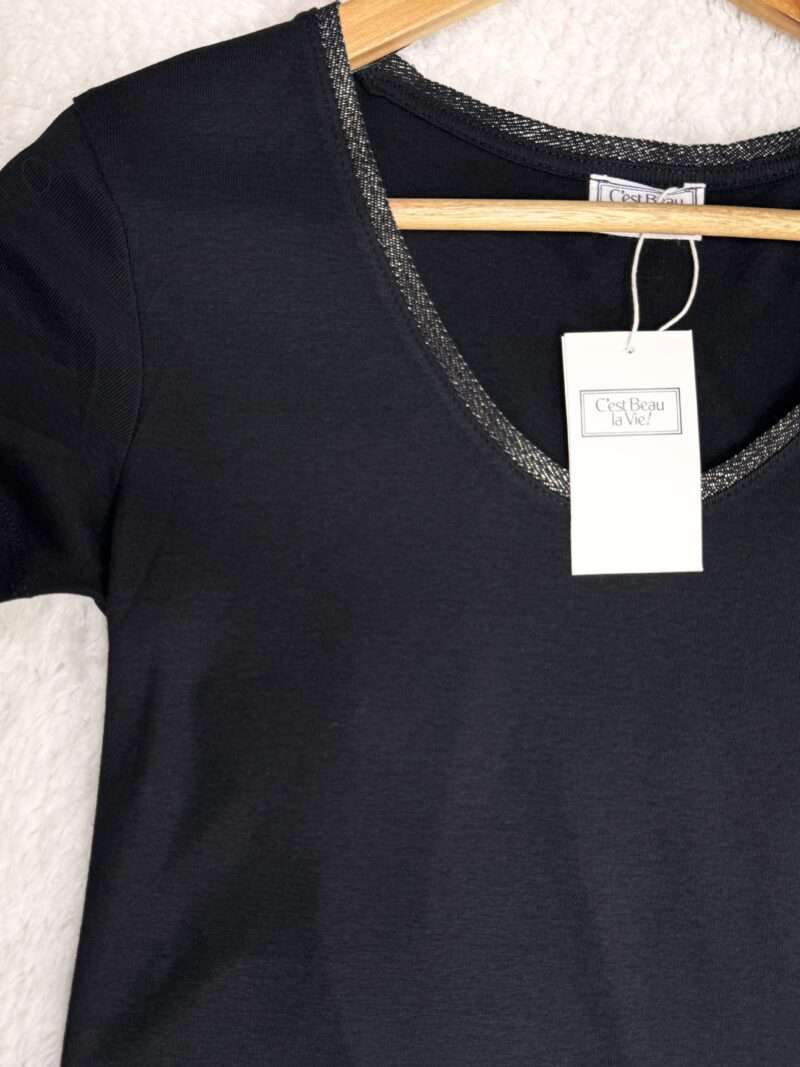 t-shirt noir femme marque c'est beau la vie tee shirt en coton col v