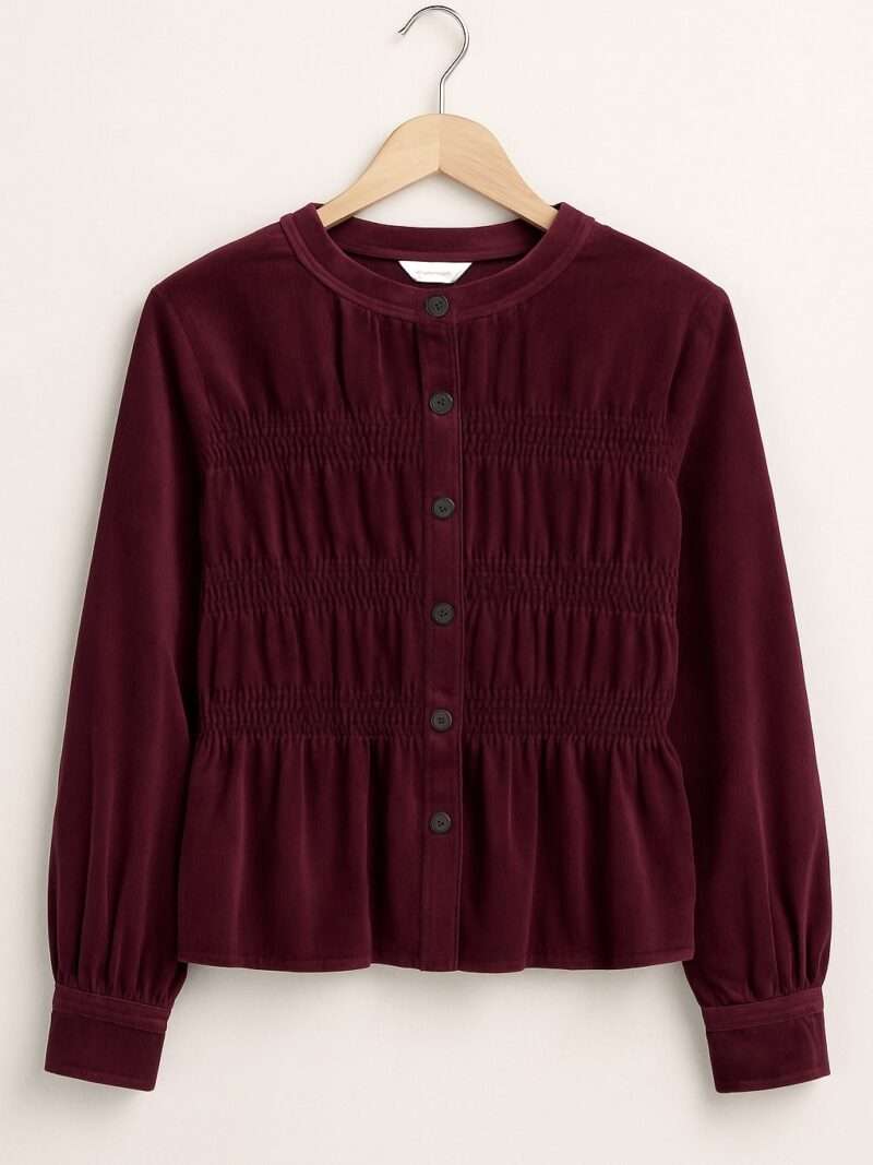 Chemise en velours bordeaux