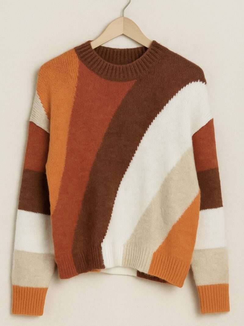 Pull en Maille orange et brun