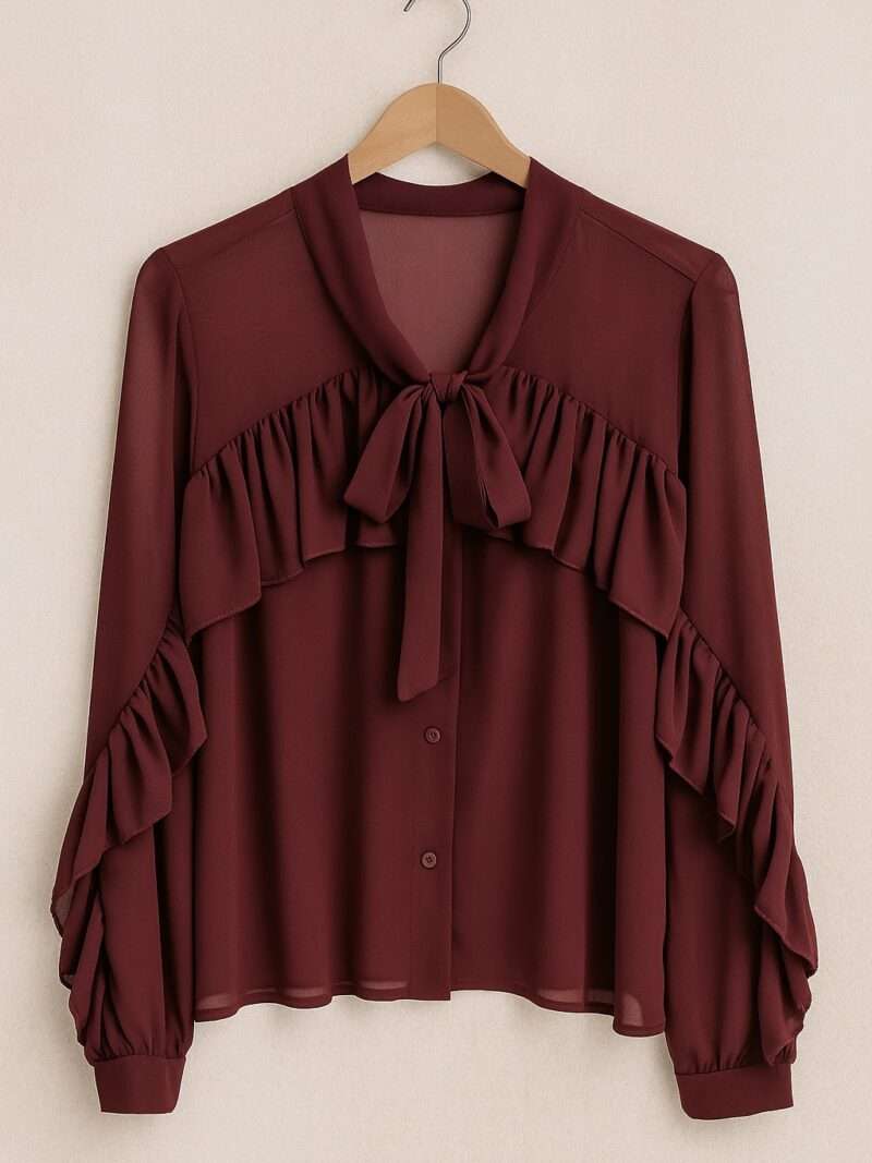 Chemise bordeaux à volants