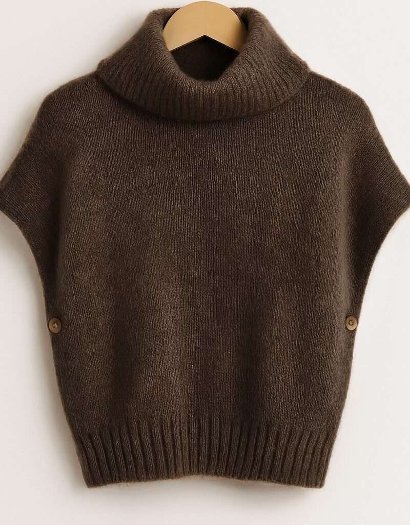 Pull sans manches col roulé