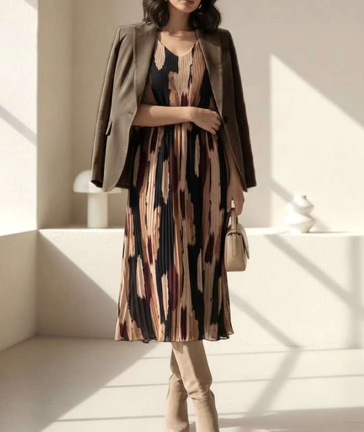 Robe d'hiver longue plissée