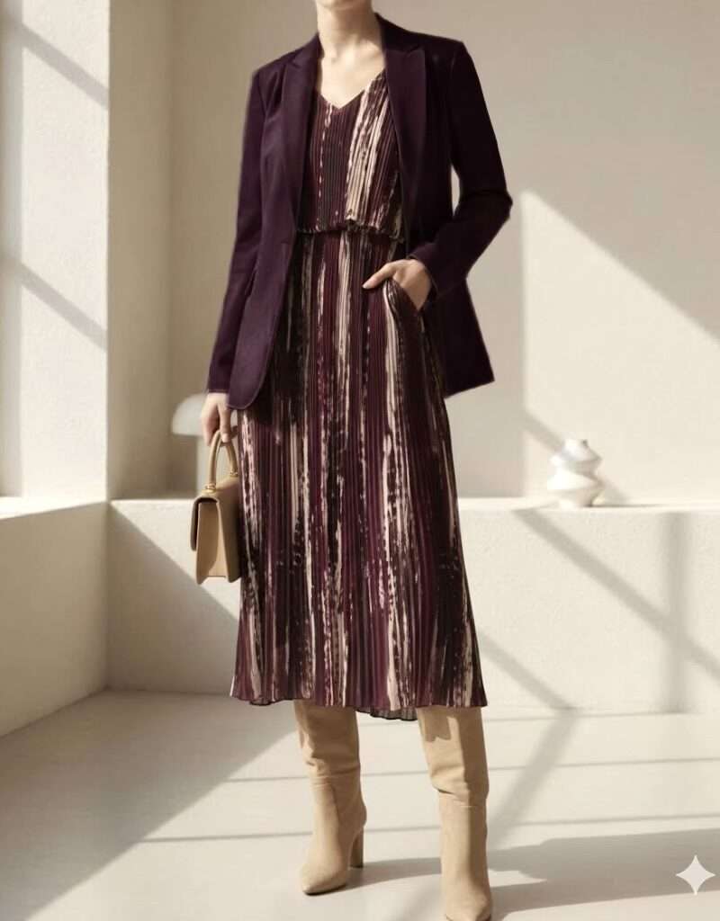 Robe d'hiver longue plissée