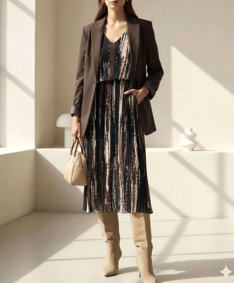 Robe d'hiver longue plissée