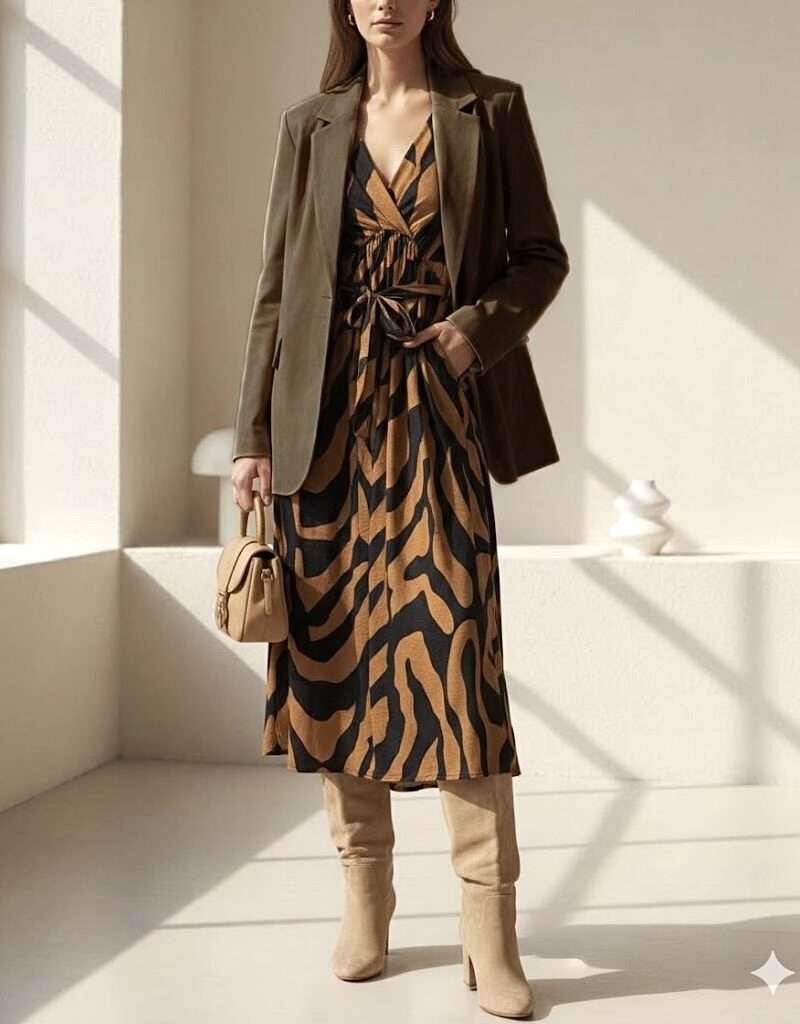 Robe d'hiver brune et noire