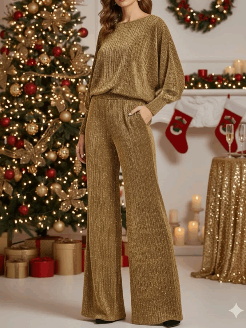 Pantalon doré pailleté