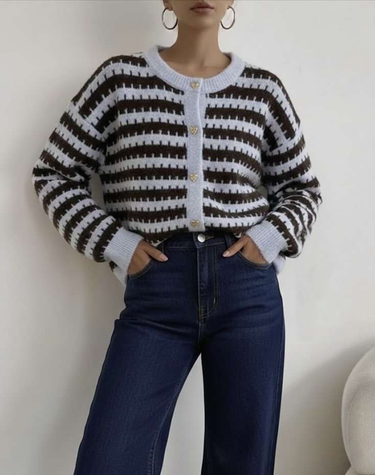 Gilet rayé boutons cœurs