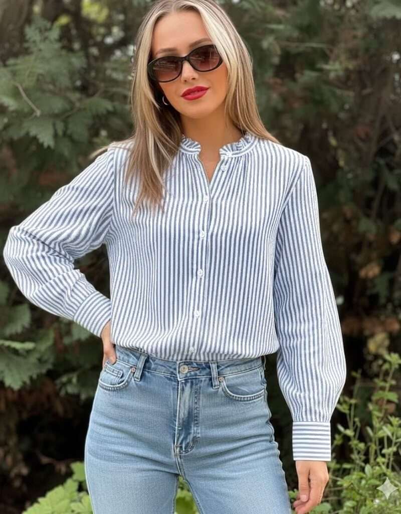 Chemise rayée bleue