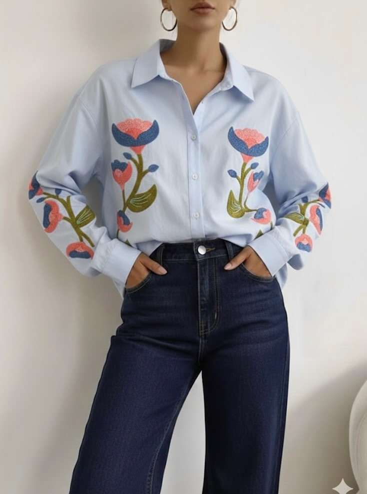 Chemise à motif fleurs