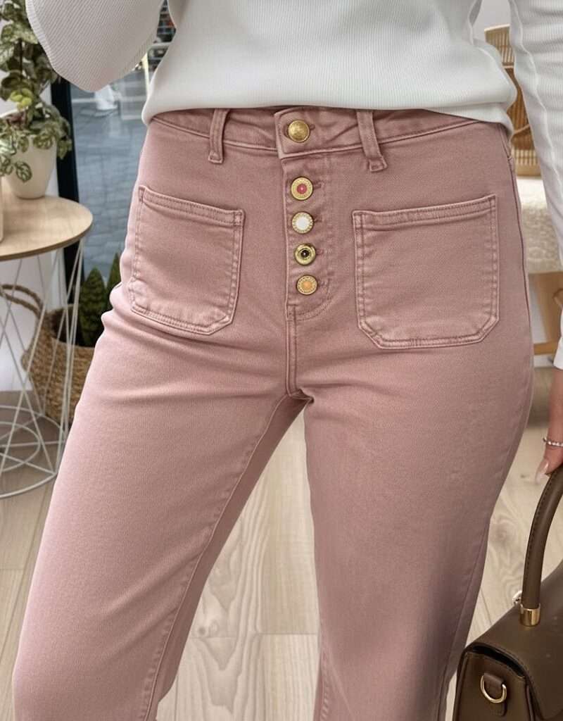 Jean bootcut taille haute rose
