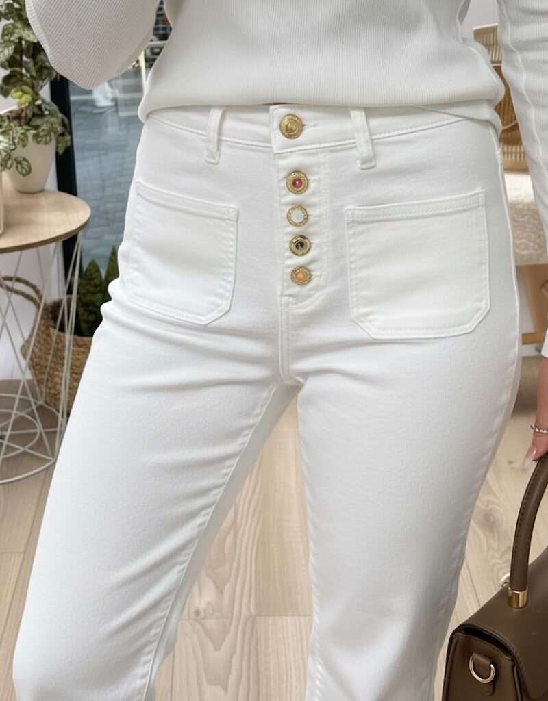 Jean bootcut taille haute blanc