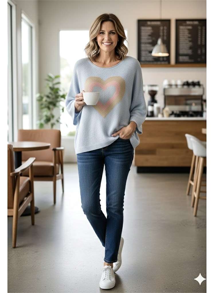 Haut en maille motif cœur