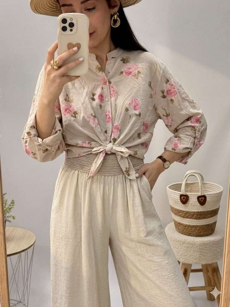 Blouse nouée à fleurs