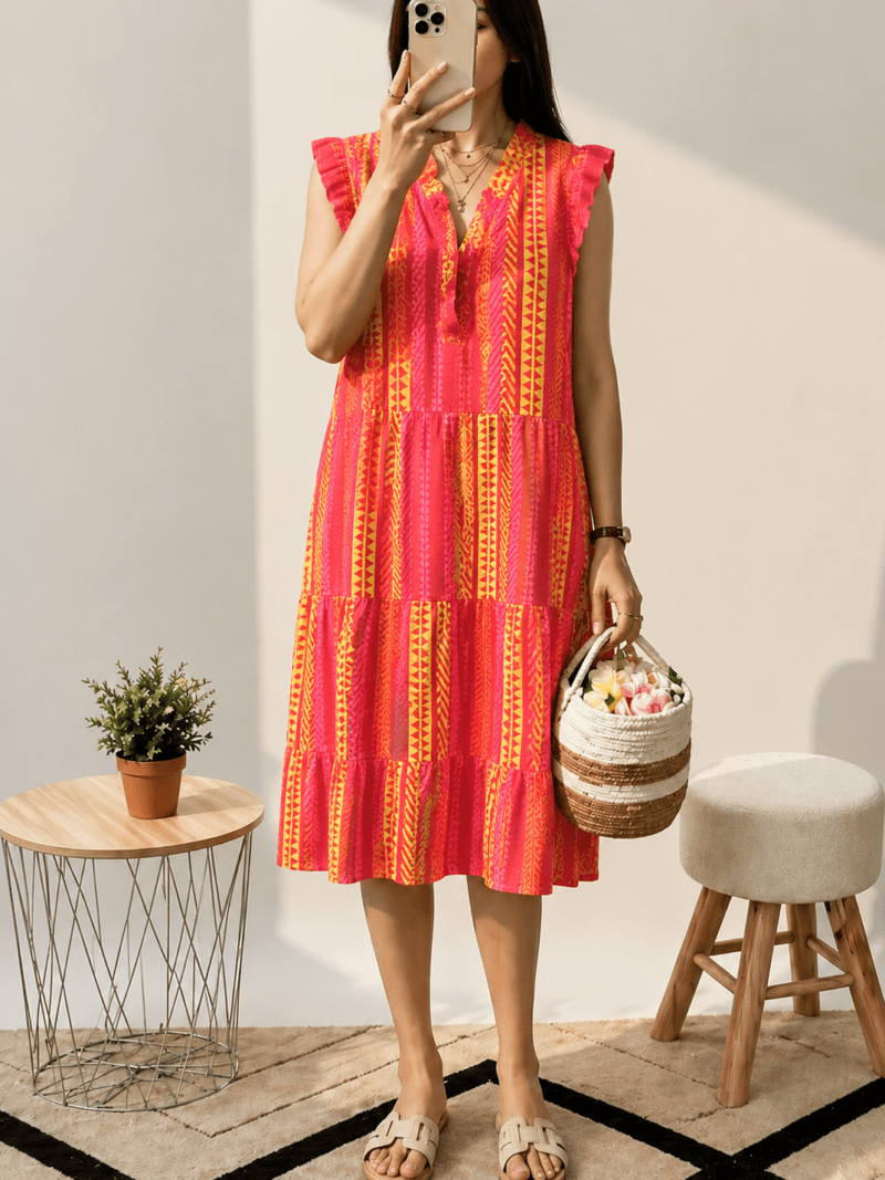 Robe mi-longue imprimée